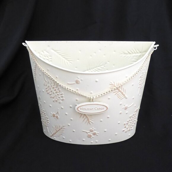 NEW HALLMARK METAL CHRISTMAS GREETING CARD HOLDER TABLE OR WALL PINECONE PATTERN - Picture 1 of 10